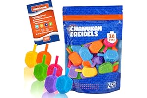 ZION JUDAICA LTD Zion Judaica Plastic Hanukkah Dreidels Assorted Colors w/Hebrew & English Transliteration Bulk Pack Chanukah Driedels in Ziplock Bag Traditional Hanukah Game Colorful Spinning Top Chanukkah Toy 30-PK