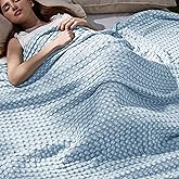 Bedsure Cooling Cotton Waffle Queen Size Blanket - Lightweight Breathable Blanket of Rayon Derived from Bamboo for Hot Sleepers, Luxury Throws for Bed, Couch and Sofa, Blue, 90x90 Inches
