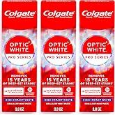 Colgate Optic White Pro Series High Impact White Toothpaste, 3 Pack, 3.0 oz | Teeth Whitening Toothpaste with 5% Hydrogen Peroxide and ActivShine, Brilliant Mint Flavor