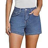 luvamia Jean Shorts for Women High Waisted Trendy Summer Casual Wide Leg Stretchy Denim Jorts Distressed Cut Off Shorts