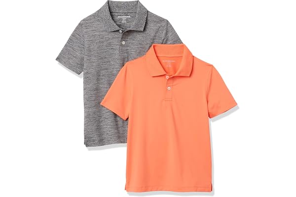 Amazon Essentials Boys' Active Performance Polo Shirts