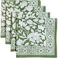 ATOSII Meraki Green 100% Cotton Spring Cloth Designer Dinner Napkins, Handblock Print, Washable Durable Linen for Everyday Us