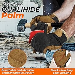 HANDLANDY Leather Work Gloves for Men