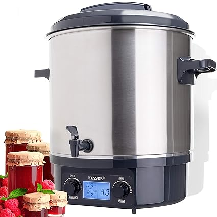 KESSER Einkochautomat 27 Liter Glühweinkocher Glühweinkessel Edelstahl mit Timer | 2000 Watt | Temperatur von 30-100°C | Zeit