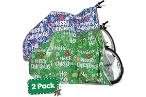 JOYOUSA Bike Gift Bag 2 Pack - Giant Christmas Gift Bags for Huge Gifts - 72”x60” Bicycle Oversized Jumbo Extra Large Xmas Present Gift Bags Plastic Wrapping Sack - Heavy Duty Pack with Tags & String Ties