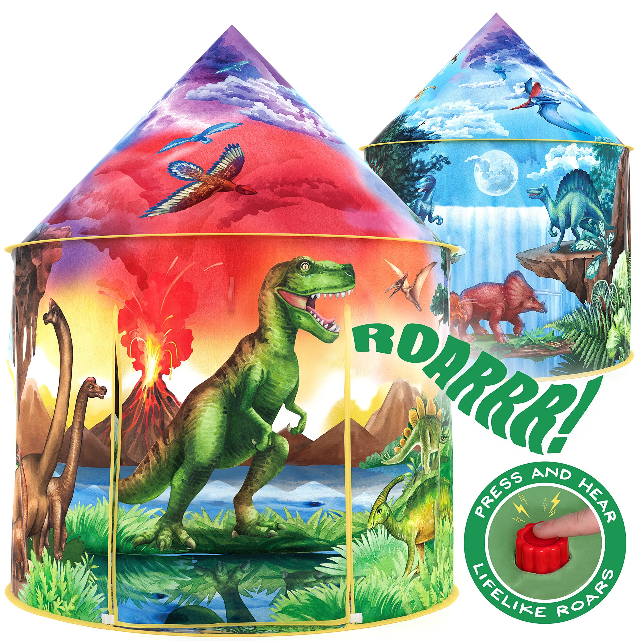 W&O Dinosaur Discovery Play Tent with Roar Button - Extraordinary Pop Up Tent for Boys & Girls - Perfect for Indoor & Outdoor Adventures — image 1
