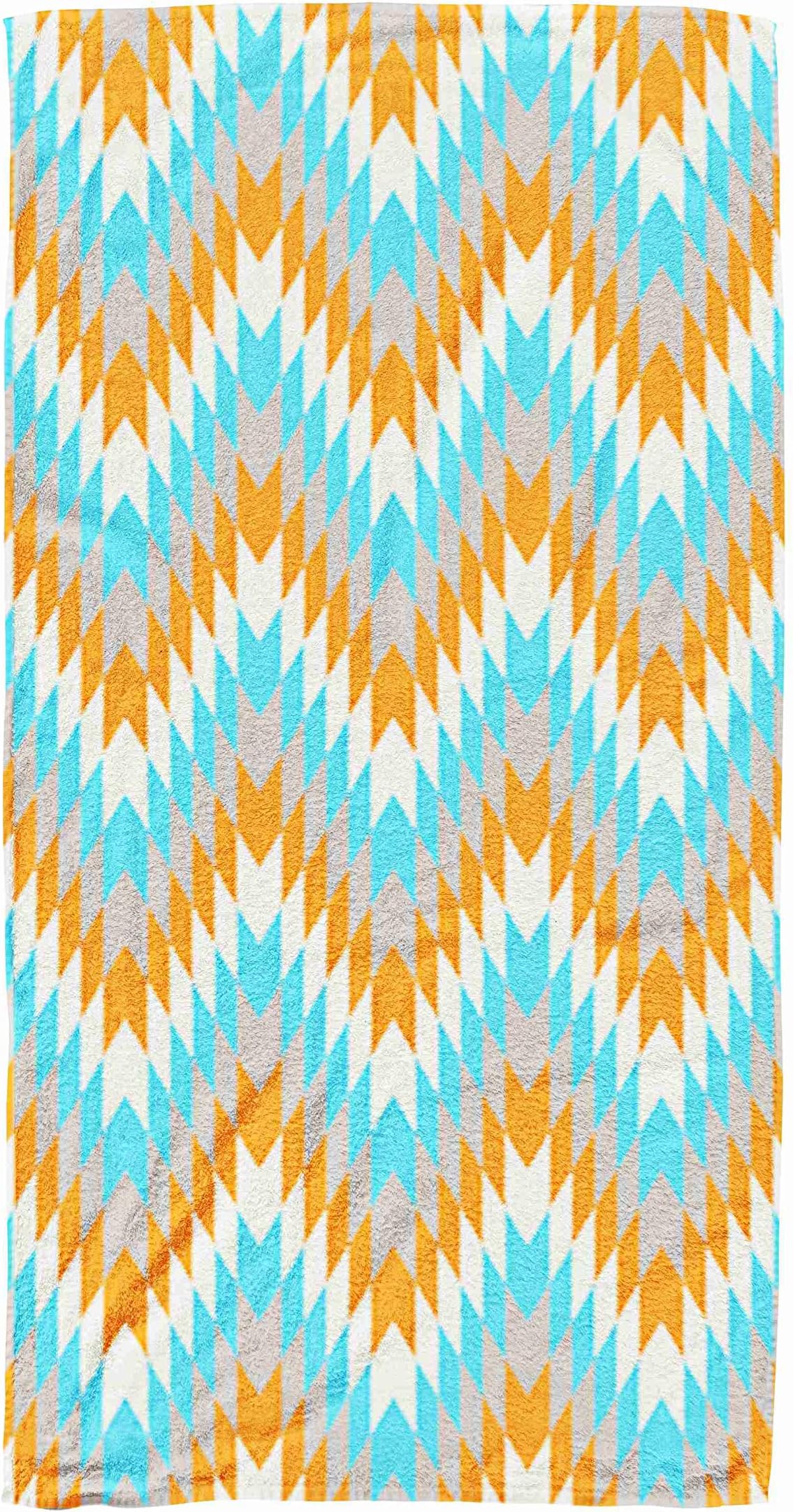 ROOLAYS Beach Towels, 30x60 Microfiber Beach Towel Quick Dry for Travel,Swimming Baby Bath Towel of Tribal Colorful Geometric Pattern,Orange White