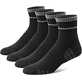 u&i Men's Performance Cushion Cotton Athletic Quarter Crew Socks (4-Pack/8-Pack)