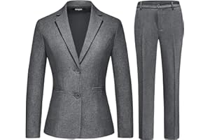 Lamgool Women's 2 Piece Business Suit Single Breasted Blazer Pant Set Slim Fit for Work Office Daily Wear