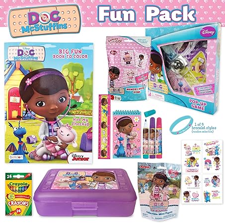 Amazon 9個入りdoc Mcstuffins Funパック Doc Mcstuffinsカラーリングbook 24 Ct Crayolaクレヨン ストレージボックス Popperゲーム メモリマッチゲームバッグ Tattoos Stationeryセット ブレスレット 1 Blindバッグ ぬりえ おもちゃ