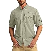 Men's Sun Protection Fishing Shirts Long Sleeve Travel Work Shirts for Men UPF50+ Button Down Shirts with Zipper Pockets