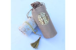 Muslim Prayer Rug and Beads with Elegant Satin Fabric Bag | Travel prayer mat, Janamaz | Sajadah | Islamic gift | Islamic & M