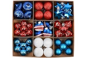 DECOR BY HANNAH DecorbyHannah 45ct Christmas Ornaments Set, Shatterproof Assorted Mini Red Blue White Christmas Ornaments for Tree Decorations, Small Decorative Christmas Ball Ornaments for Home Party Decor