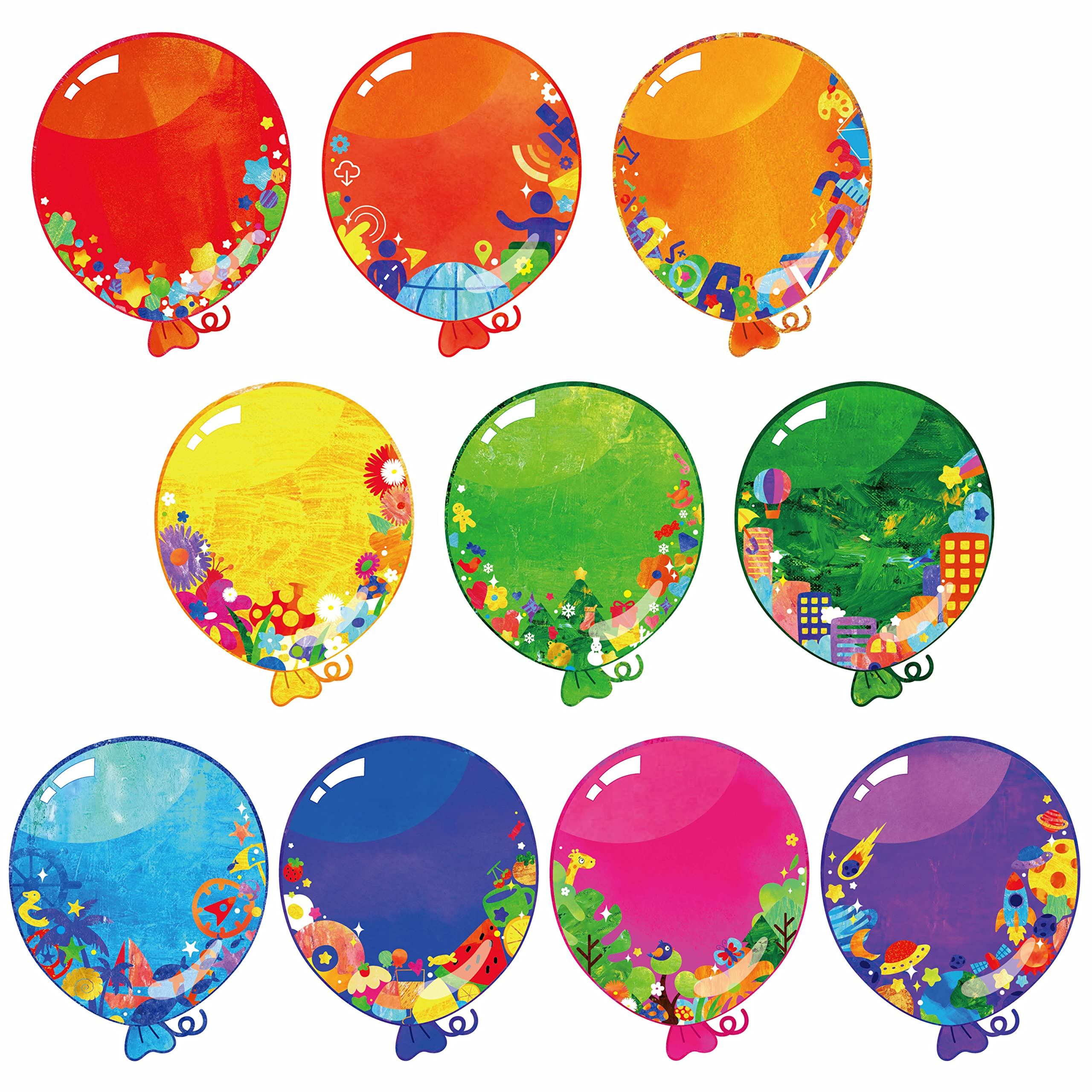 50 PCS Balloon Cutouts, Double-sided Printing Balloon Accents Cut-outs Bulletin Board Classroom Decoration in 10 Designs DIY Crafts Project Party Supplies for Kids Teacher Student Back to School