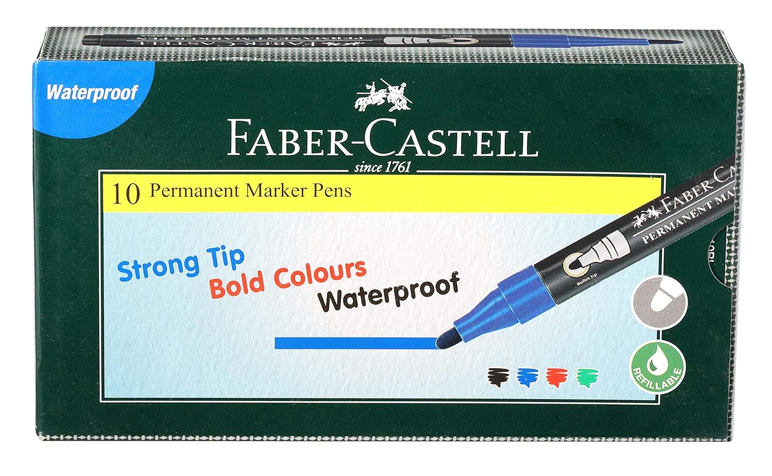 FaberCastell Permanent Marker Pen Pack of 10 (Blue) Amazon.in