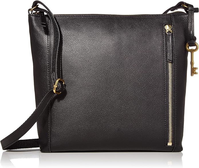 Fossil Women's Tara Leather Crossbody Handbag, Black