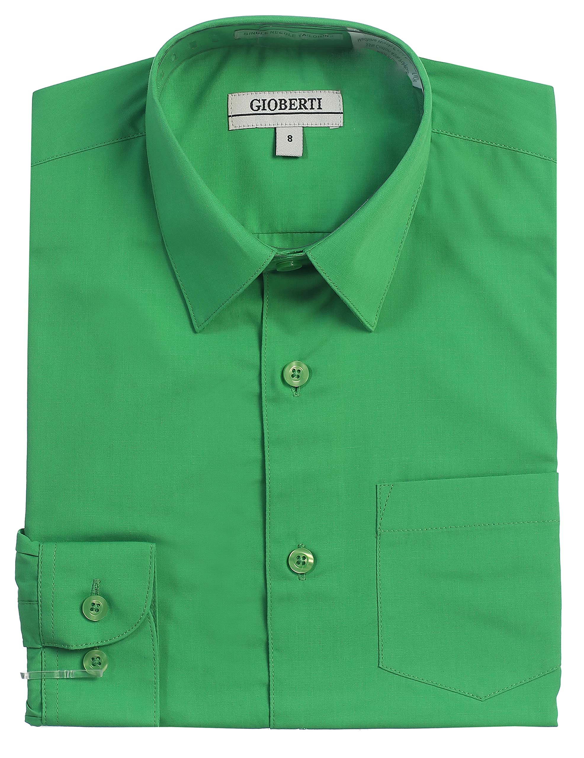 Gioberti Big Boys' Long Sleeve Dress Shirt, Green, 8