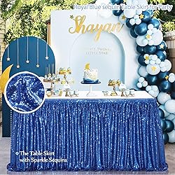9ft Royal Blue Table Skirts for rectangle Sequin