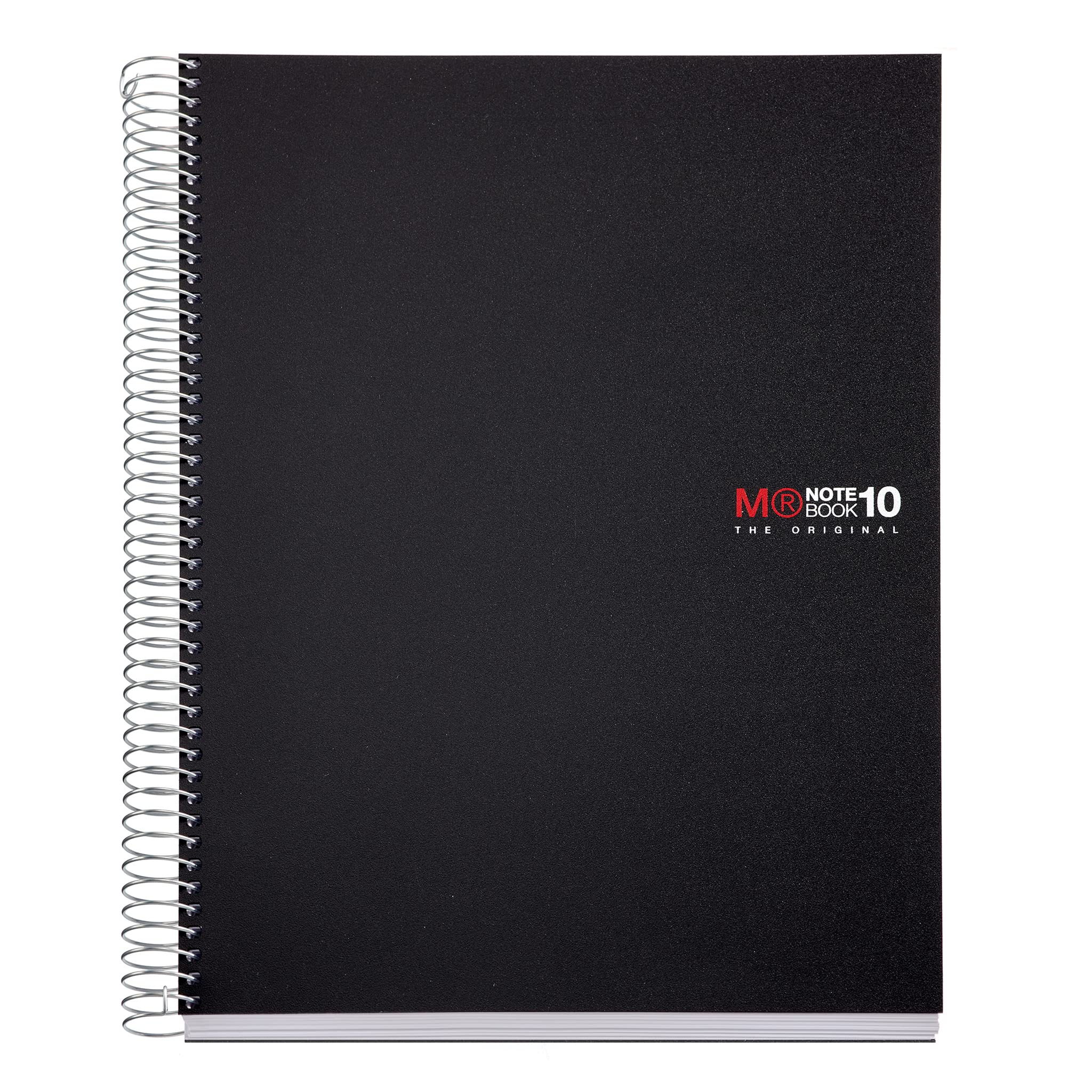 Miquelrius - The Original Notebook Notebook, 10 Coloured Stripes, Opaque Polypropylene Cover, A4 Size (210 x 297 mm), 4 Drills, 200 Sheets of 70 g/m², 5 mm Grid, Black ro