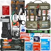 EVERLIT Roll Up Trauma First Aid Kit with CAT Tourniquet-Tactical IFAK Emergency Medical Kit for Outdoor, Vehicle &amp; Home Preparedness-Quick Release Molle Bag for First Responders (OD Green)