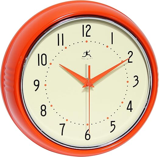 Clocks Wall Clock Orange Vintage Square Retro Home Kitchen Office
