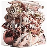 Christmas Ball Ornaments Shatterproof Plastic Tree Ornaments 24 PCS Shaped Styles Xmas Tree Holiday Decor,Rose Gold