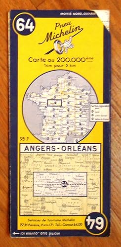 Download Ancienne Carte Michelin n° 64 : Angers - Orléans. Carte au 200.000e. Numéro blanc dans un cercle bleu. Michelin et Cie, Clermont-Ferrand. 1953. (Carte Michelin, Anjou, Maine-et-Loire, Sarthe, Touraine, Orléanais) PDF