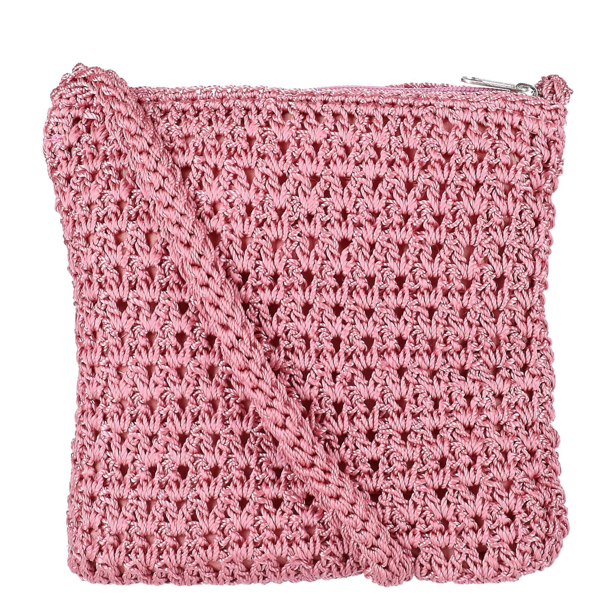 CTM Women's Crochet Crossbody Handbag, Rose