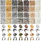 2100 Pieces Brass Tube Crimp Beads Crimp Beads Knot Covers Wire Guardians Bead Tips Knot Covers for DIY Jewelry Bracelets Nec