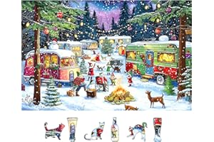 MINIWAN 500-Piece Christmas Jigsaw Puzzle - Unique Winter Campsite Scene | Challenging Puzzle for Adults | Dimensions: 23x15 Inches | Fun Shaped Pieces | Perfect for Holiday Family Activities