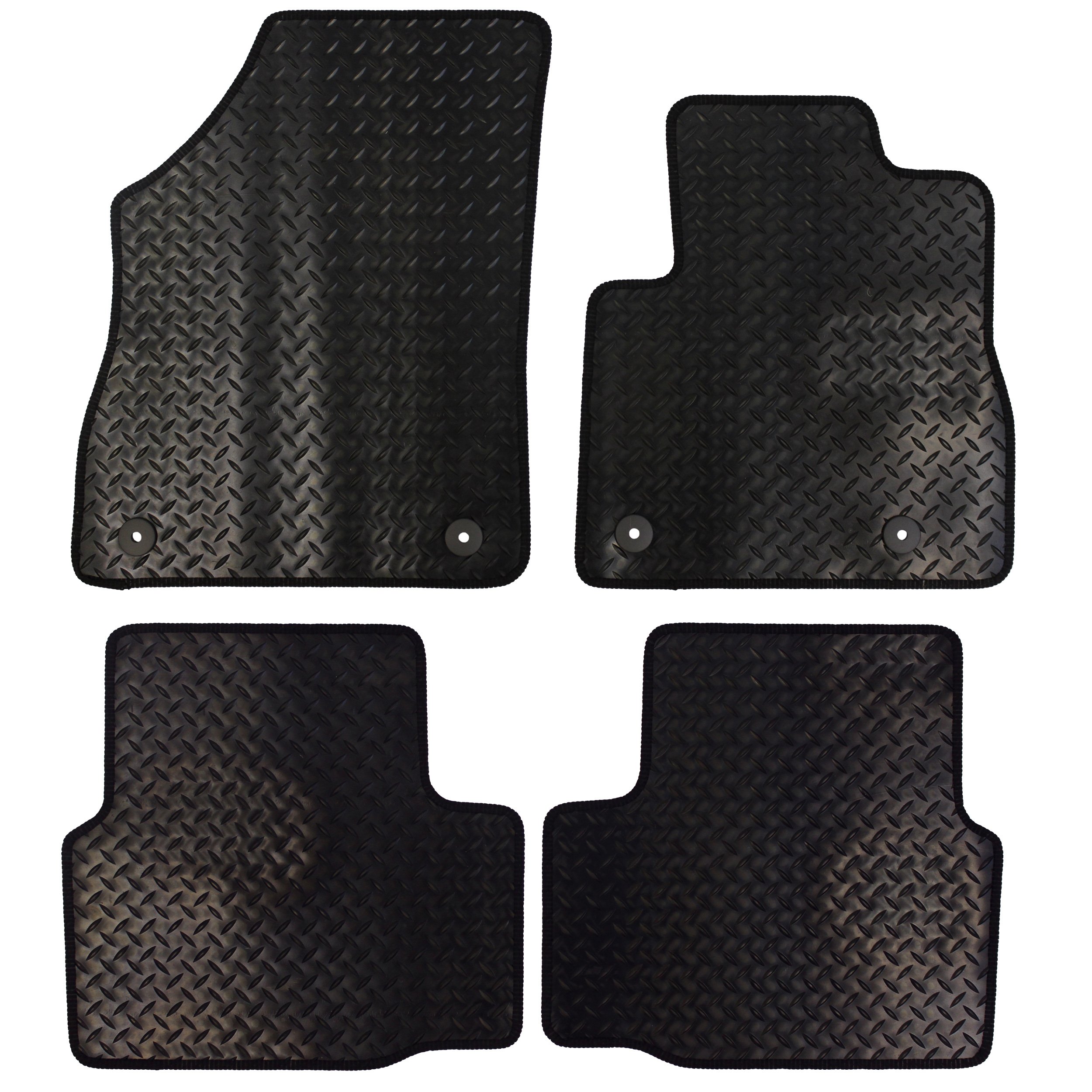 JVL 3632R Fully Tailored Rubber Car Mats with 4 Clips - Black, 4 Pieces