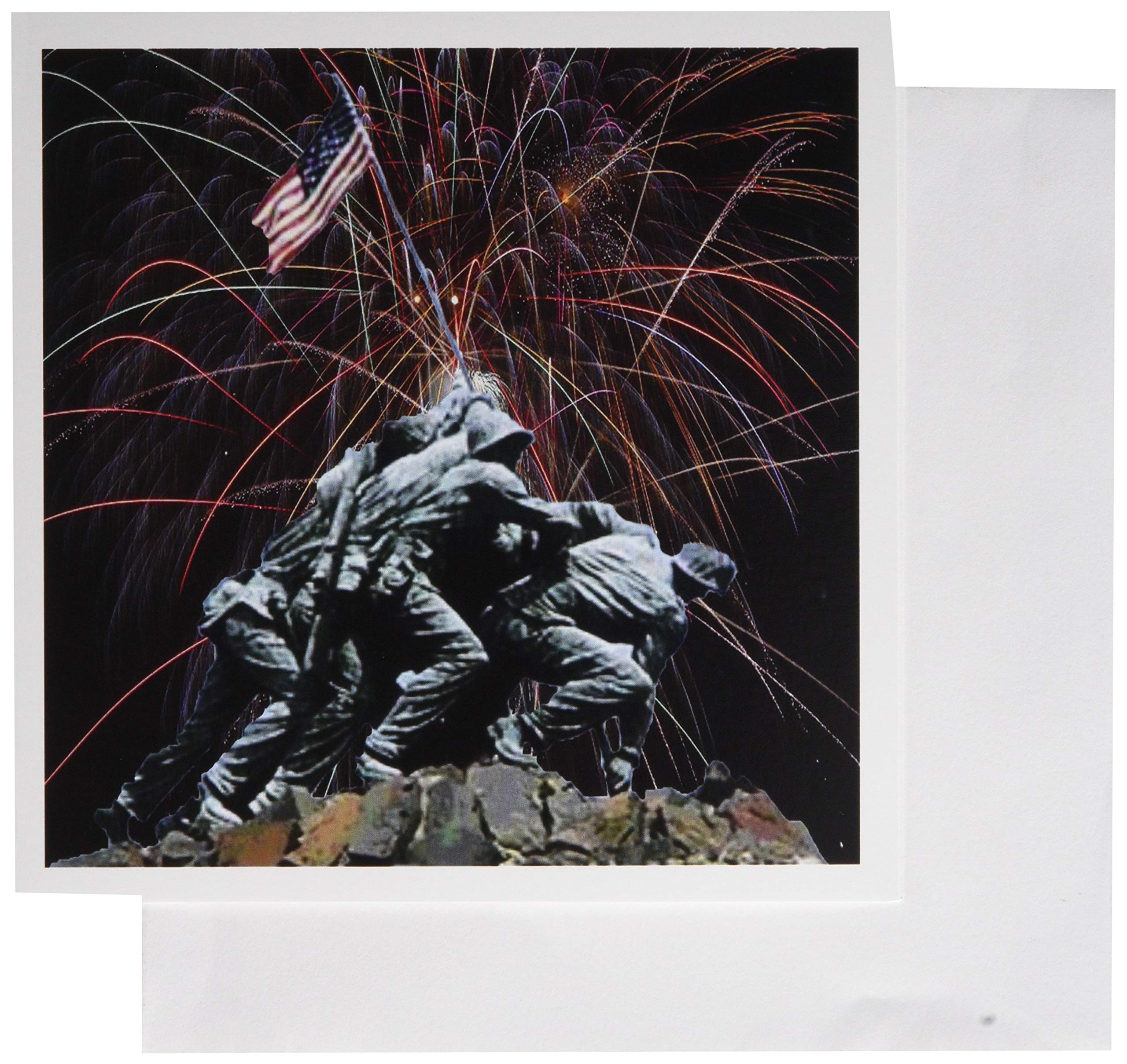 3Drose Marine Corp Memorial with Fireworks - Greeting Cards, 6 by 6-inches, Set of 6 (gc_14248_1)