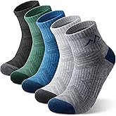 innotree Merino Wool Hiking Socks for Men 
Women Quarter Ankle Compression Thick Cushion Breathable Anti Odor Socks, 5 Pairs