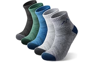 innotree Merino Wool Hiking Socks for Men & Women Quarter Ankle Compression Thick Cushion Breathable Anti Odor Socks, 5 Pairs