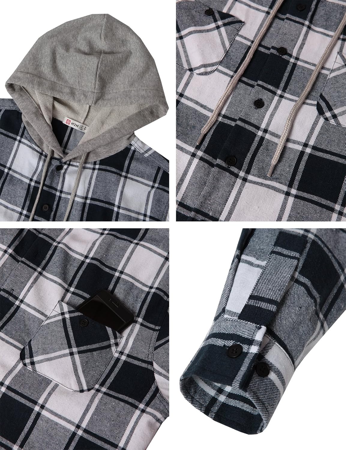 H2H Mens Casual Hoodie Jackets Lightweight Long & Short Sleeve with Pockets at  Men’s Clothing store
