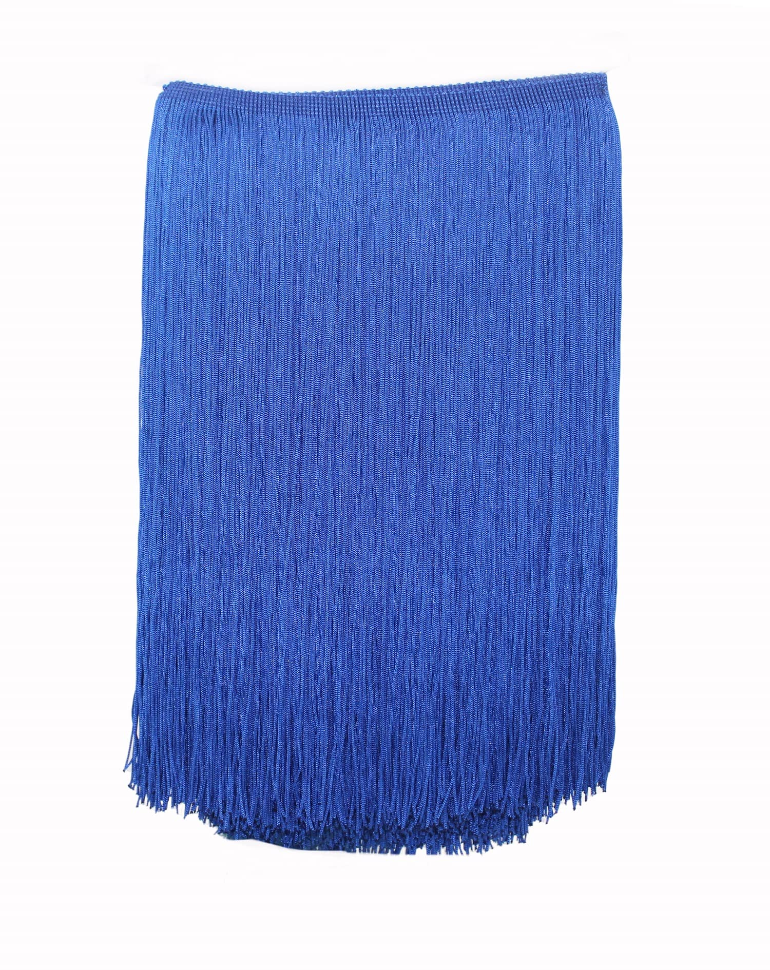 Yalulu 10 Meters Long 30 CM Wide Polyester Latin Fringe Tassel Trimming Lace DIY Latin Macrame Samba Dance Dress Stage Clothes Curtain Trim (Gem Blue)