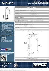 Bristan Dune Monobloc Sink Mixer Chrome view 2