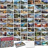 WAKLYVER 63 Illustrated US National Parks Postcard Set, Travel Poster Style, Variety Pack for Mailing, Teachers, Students and Collectors, 4x6 Inch, 300GSM Cardstock