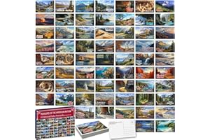 WAKLYVER 63 Illustrated US National Parks Postcard Set, Travel Poster Style, Variety Pack for Mailing, Teachers, Students and Collectors, 4x6 Inch, 300GSM Cardstock