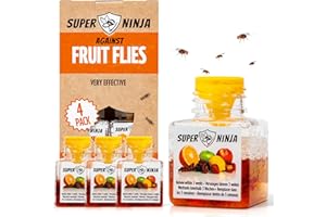 Super Ninja Fruit Fly Traps for Indoors - 4 Pack, Highly Effective Fruit Fly Catcher for Indoor Use for Home & Kitchen, Up to 3 Weeks of Performance per Bottle, Kid & Pet Friendly
