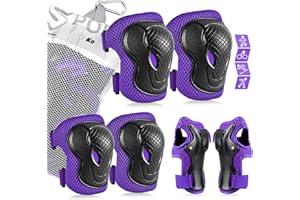 AresKo Kids/Youth Protective Gear Set, Kids Knee Pads and Elbow Pads Wrist Guard Protector 6 in 1 Protective Gear Set for Scooter, Skateboard, Bicycle, Inline Skating