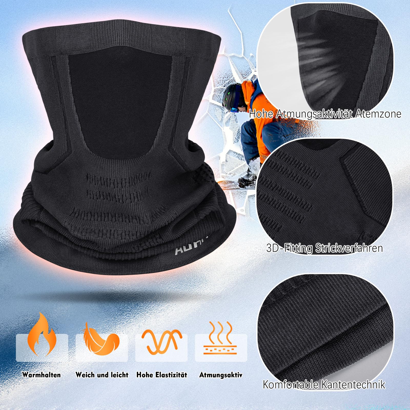YANIKY Schlauchschal Ski Gesichtsschutz Mundschutz Halstuch Herren Damen, Atmungsaktiv Elastisch Gesichtsmaske Fahrrad Schal Winddicht Motorrad Bandana Nackenwärmer Sport Laufschal 2