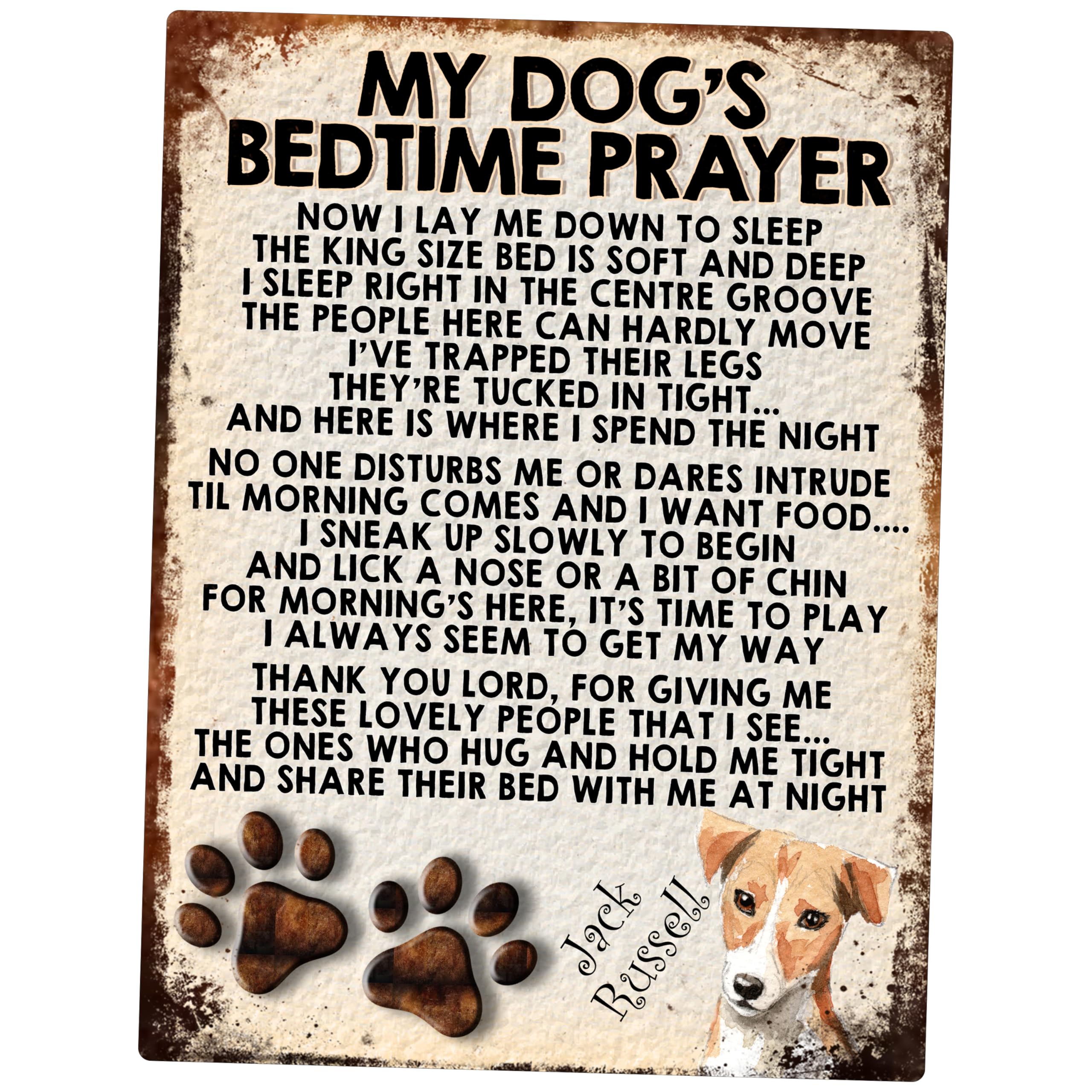 MY DOG'S BEDTIME PRAYER RETRO STYLE METAL TIN SIGN/PLAQUE (307DRM) JACK RUSSELL