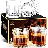 GLASKEY Whiskey Glasses Set of 4,Lead-Free Crystal Old Fashioned Glass,300ml Rocks Glass Tumblers for Drinking Bourbon,Cognac,Irish Whisky,Whiskey Gifts for Men