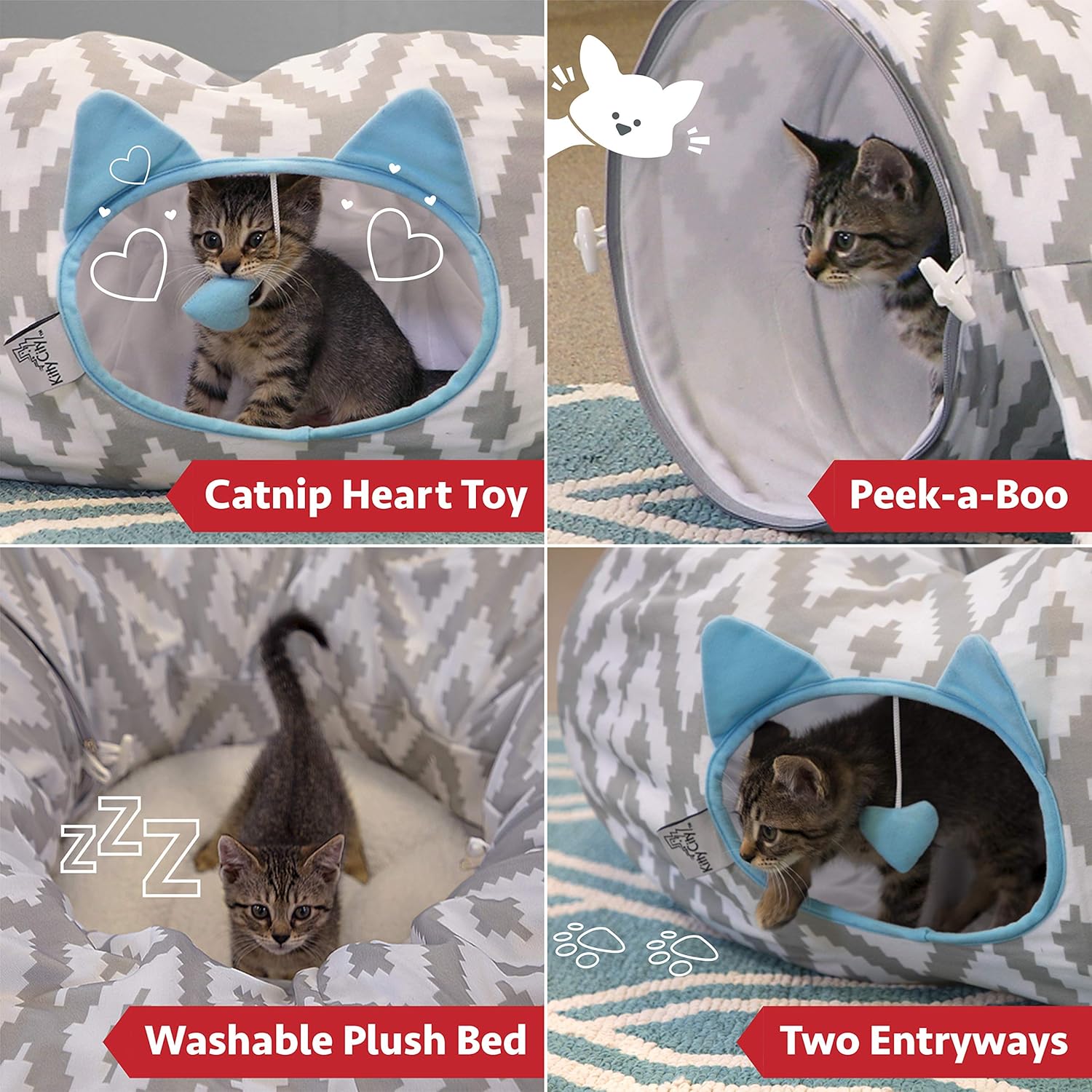 Kitty City Large Cat Tunnel Bed, Cat Bed, Pop Up bed, Cat Toys, Christmas Tree : Pet Supplies