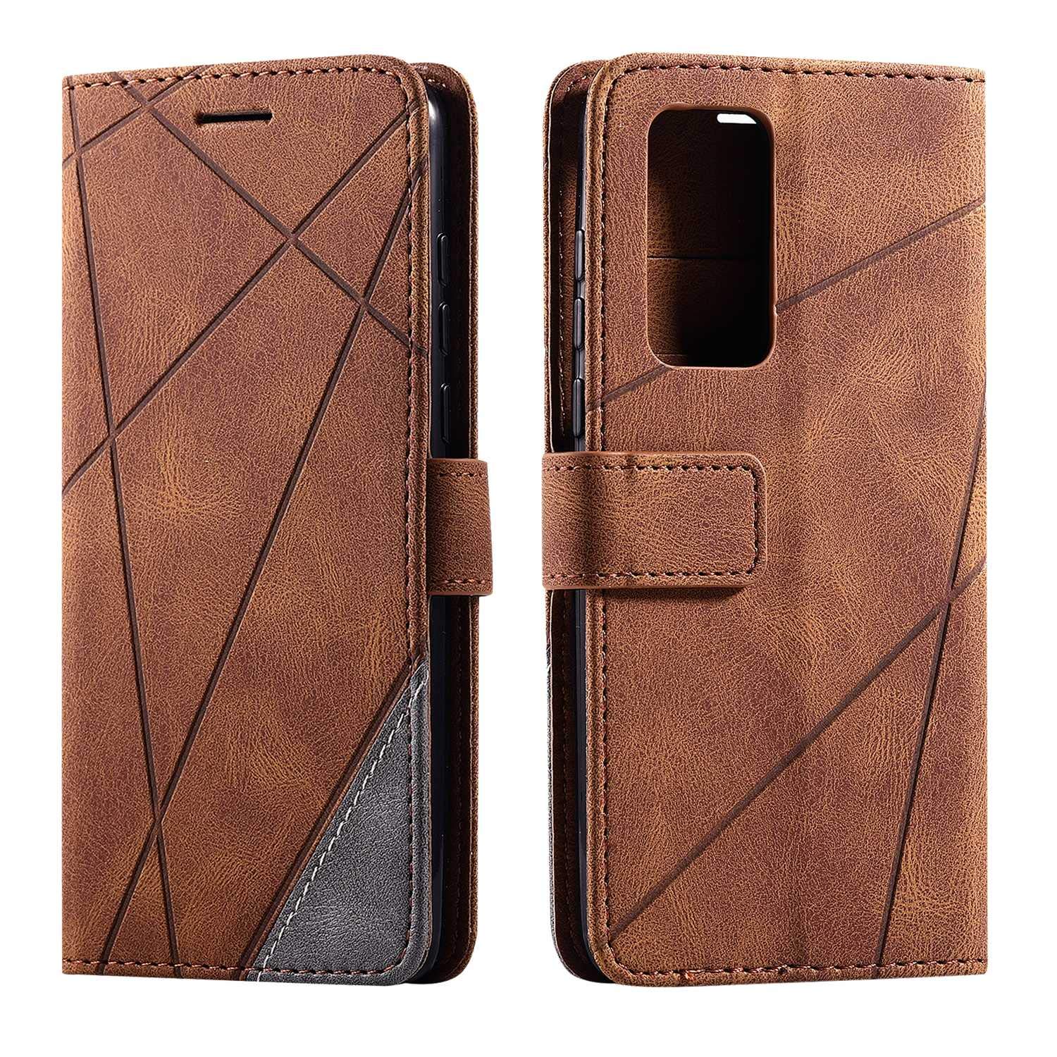 SONWO Case for Huawei P40 Case, Premium Leather Flip Wallet Case Magnetic Closure Card Slots Kickstand Phone Case for Huawei P40, Brown