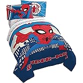 Jay Franco Marvel Super Hero Adventures Go Spidey 4 Piece Twin Bed Set - Includes Reversible Comforter & Sheet Set Bedding Features Spiderman - Super Soft Fade Resistant Microfiber
