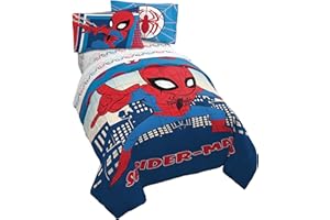 Jay Franco Marvel Super Hero Adventures Go Spidey 4 Piece Twin Bed Set - Includes Reversible Comforter & Sheet Set Bedding Features Spiderman - Super Soft Fade Resistant Microfiber