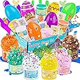 LAWOHO Butter Slime Kit Easter Basket Stuffers - 6 Prefilled Easter Eggs with Butter Slime & Cute Slimes Add-ins, Soft & Non Stick Fluffy Slimes for Birthday Party Favors for Girls & Boys Egg Fillers
