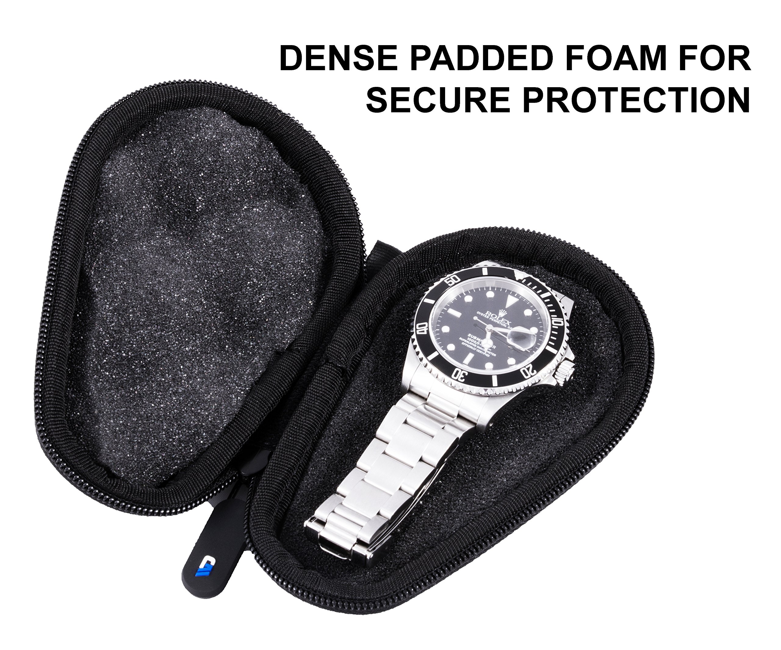 Casematix Watch Box Travel Case for Stainless Steel Metal Band Mens and Womens Watches , Up To 56mm